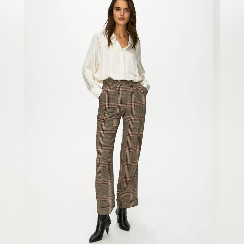 Aritzia Wilfred - Davita Check Pant Pleated Trouser Wool Blend
